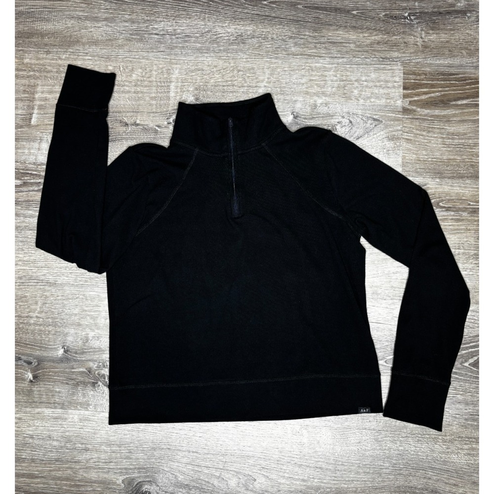 Abercrombie Kids Girls Athletic Long Sleeve 1/4‎ Zip Black Pullover Sz 15/16